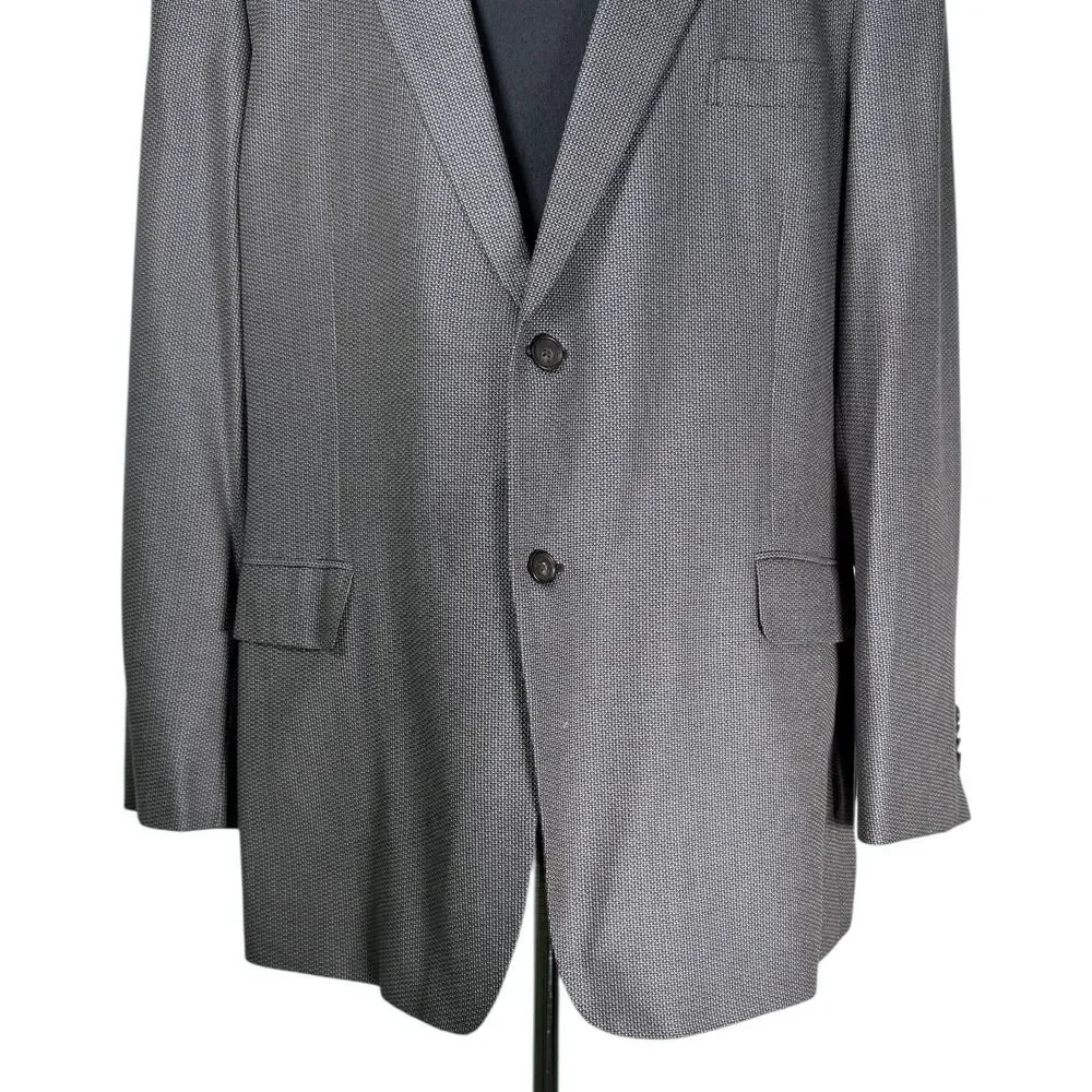 John W Nordstrom Mens 50L Loro Piana Wool Silk Blazer Birdseye Sport Coat Blue
